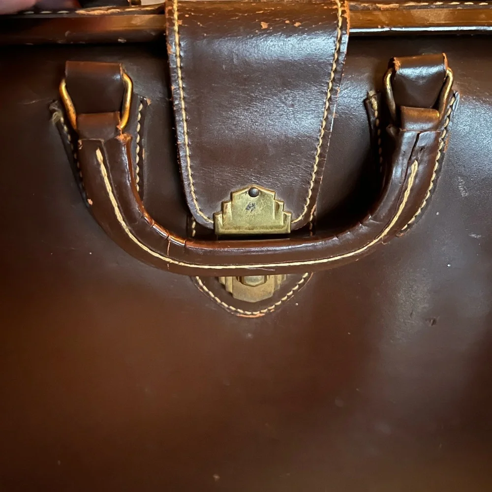 Brown Leather Briefcase with Top Handle